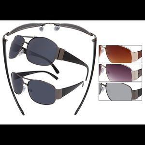 Men’s Fashion Sunglasses Silver Frame Black Arms